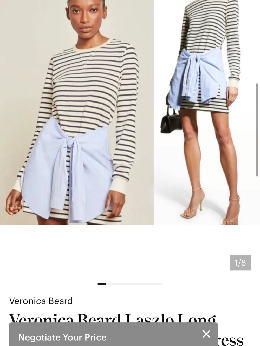 Veronica Beard Cream and Black Striped Mini Skirt